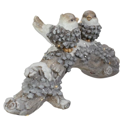 Northlight LED Lighted Rustic Glittered Birds On A Snowy Log Christmas Decoration - 18" 4 Northlight LED Lighted Rustic Glittered Birds On A Snowy Log Christmas Decoration - 18" - Image 2