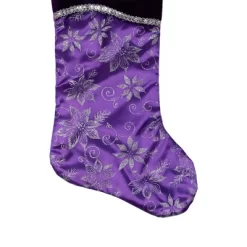 Northlight 20" Purple And Silver Glittered Floral Christmas Stocking With Shadow Velveteen Cuff -Christmas Decorations Store GUEST a9465183 3fef 4274 b051 b817b780969e