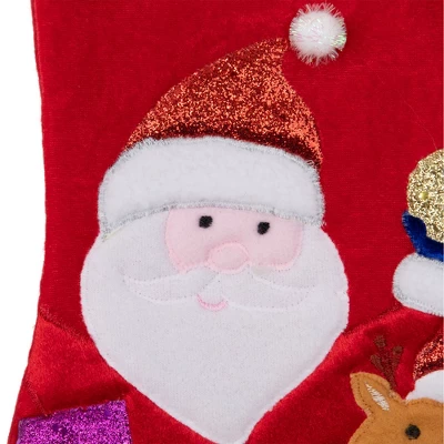 Northlight 20.5" Red And White Glittered Santa Claus And Reindeer Christmas Stocking 7 Northlight 20.5" Red And White Glittered Santa Claus And Reindeer Christmas Stocking - Image 5