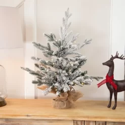 Northlight Real Touch™ Pre-Lit B/O Tamarack Pine Artificial Christmas Tree With Burlap - 2' Warm White LED