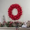 Northlight Red Hot 3-Finish Shatterproof Ball Christmas Wreath, 24-Inch