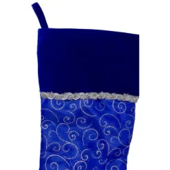 Northlight 20.5" Royal Blue And Silver Swirl Christmas Stocking With Velveteen Cuff -Christmas Decorations Store GUEST b06c1d4e 8f20 4822 923d a7941ee1f13e