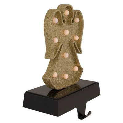 Northlight LED Lighted Glittered Angel Christmas Stocking Holder - 7" - Gold Finish 4 Northlight LED Lighted Glittered Angel Christmas Stocking Holder - 7" - Gold Finish - Image 2