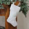 Northlight Quilted Christmas Stocking With Velvet Cuff - 19" - Cream And White