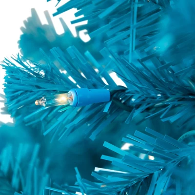 Northlight Pre-Lit Medium Pine Artificial Christmas Tree - 6' - Turquoise - Clear Lights 6 Northlight Pre-Lit Medium Pine Artificial Christmas Tree - 6' - Turquoise - Clear Lights - Image 4