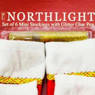 Northlight Pack Of 6 Traditional Mini Christmas Stockings With Gold Glitter Pen 4 Northlight Pack Of 6 Traditional Mini Christmas Stockings With Gold Glitter Pen - Image 2