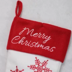 Northlight 15.25" Red And White Snowflake Embroidered Christmas Stocking