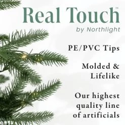 Northlight Real Touch™️ Pre-Lit Slim Flocked Nordmann Fir Artificial Christmas Tree - 4.5' - Warm Clear LED Lights -Christmas Decorations Store GUEST b87c5bab 2e7d 44ba 9ab8 2a5f4f732bbf 9