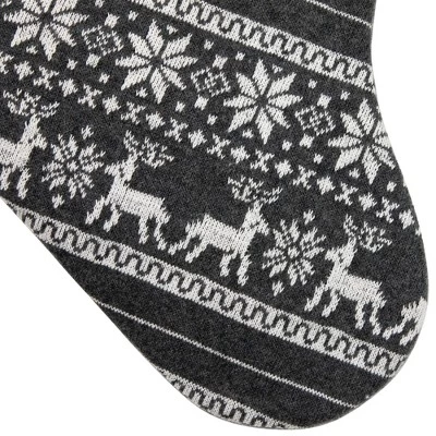 Northlight 19" Gray And White Reindeer And Snowflake Knit Christmas Stocking With Faux Fur Cuff 7 Northlight 19" Gray And White Reindeer And Snowflake Knit Christmas Stocking With Faux Fur Cuff - Image 5