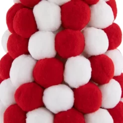 Northlight Pom Pom Cone Tree Christmas Decoration - 13" - White And Red -Christmas Decorations Store GUEST bdfe78a0 3b87 4df7 9233 60767d666015