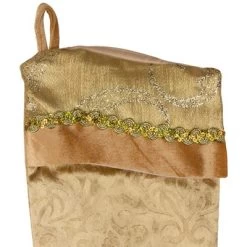 Northlight 20.5" Gold Etched Velvet Christmas Stocking With Glitter Print And Metallic Trim -Christmas Decorations Store GUEST c3dec264 9161 4491 8391 64cc7100e8fe
