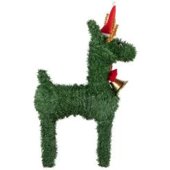 Northlight Reindeer With Santa Hat, Bell And Bow Artificial Pine Christmas Decoration - 16" -Christmas Decorations Store GUEST c3ed558a f551 4119 9788 bf64192b1927