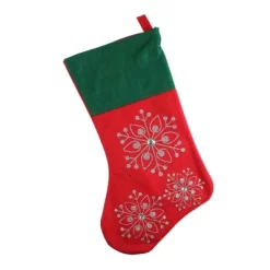 Northlight 19" Red And Green Felt Christmas Stocking With Snowflakes -Christmas Decorations Store GUEST c51d7e73 e50d 445c b78f 77832aaafbe4
