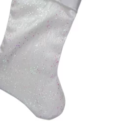 Northlight 22.25" White With Pink Iridescent Glitter Christmas Stocking With Satin Cuff -Christmas Decorations Store GUEST c681e085 db55 4a51 85b2 126c8b5351ec