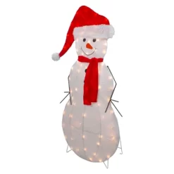 Northlight 42" Lighted 2D Chenille Snowman In Santa Hat Outdoor Christmas Decoration -Christmas Decorations Store GUEST c68f48d9 4f53 44f2 aadd 480b6d522e3d