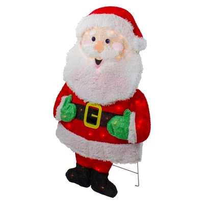 Northlight Lighted 2D Chenille Santa Outdoor Christmas Decoration - 32" - Warm White Lights 6 Northlight Lighted 2D Chenille Santa Outdoor Christmas Decoration - 32" - Warm White Lights - Image 4
