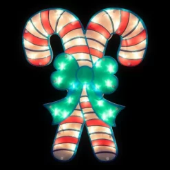Northlight 18.5" Lighted Double Candy Cane Christmas Window Silhouette