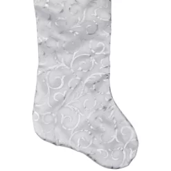 Northlight 19” White And Silver Filigree Christmas Stocking With Bows -Christmas Decorations Store GUEST ca9e404e 84e0 4fdb 915f 9c9cdf3b4b33