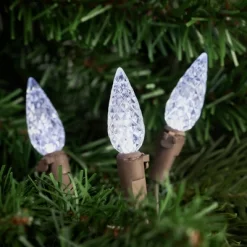 Northlight 70-Count Pure White LED Faceted C6 Christmas String Lights, 23ft Brown Wire