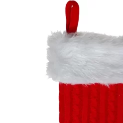 Northlight 19" Red And White Cable Knit Christmas Stocking With Fur Cuff -Christmas Decorations Store GUEST d2e51796 8dc2 41ea 83d5 419414fdb02d
