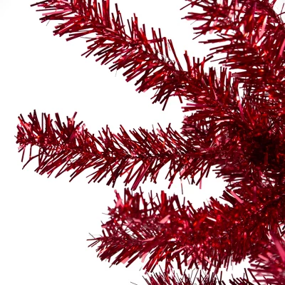 Northlight 6' Metallic Red Tinsel Artificial Christmas Tree - Unlit 3 Northlight 6' Metallic Red Tinsel Artificial Christmas Tree - Unlit