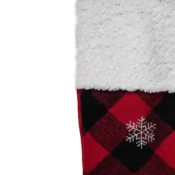 Northlight 20.5" Red And Black Plaid Christmas Stocking With A Vintage Truck