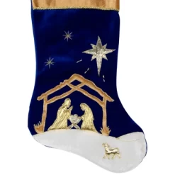 Northlight 20.5" Blue And Gold Nativity Scene Christmas Stocking With Gold Cuff -Christmas Decorations Store GUEST d3d36330 c777 452b b3f2 aeb918a93a58