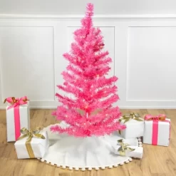 Northlight Pre-Lit Tinsel Artificial Christmas Tree - 3' - Pink - Clear Lights