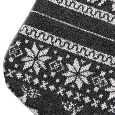 Northlight 19" Gray And White Reindeer And Snowflake Knit Christmas Stocking With Faux Fur Cuff 6 Northlight 19" Gray And White Reindeer And Snowflake Knit Christmas Stocking With Faux Fur Cuff - Image 4