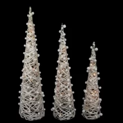 Northlight LED Lighted Glittered Cone Tree Christmas Decorations - 39.25" - White - Set Of 3 -Christmas Decorations Store GUEST d4ce25eb 722c 4081 a805 a7be557d5640