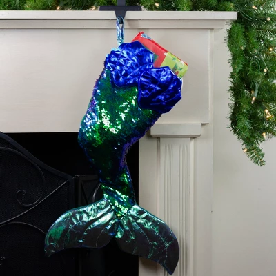 Northlight 24" Green And Black Sequined Iridescent Mermaid Christmas Stocking 3 Northlight 24" Green And Black Sequined Iridescent Mermaid Christmas Stocking