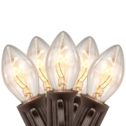 Northlight C7 Christmas String Lights - Clear - 24' Brown Wire - 25ct