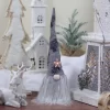 Northlight Lighted Star Gnome With Palm Leaves Hat Christmas Decoration - 16" - Gray And Black