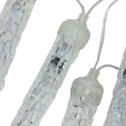 Northlight LED Lighted Transparent Dripping Icicles Snowfall Christmas Tube Lights - 14.25' Clear Wire - 16ct