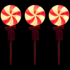 Northlight Lighted Peppermint Candy Christmas Outdoor Pathway Markers -16" - Set Of 3 -Christmas Decorations Store GUEST dabb294a 5b26 4681 8582 7df8d63c1b37
