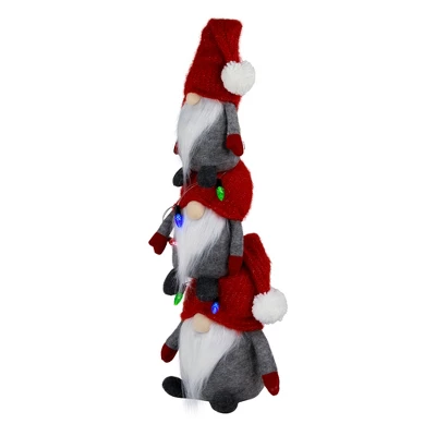 Northlight LED Lighted Triple Stacked Gnomes Christmas Decoration - 26" - Multicolor Lights 4 Northlight LED Lighted Triple Stacked Gnomes Christmas Decoration - 26" - Multicolor Lights - Image 3