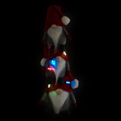Northlight LED Lighted Triple Stacked Gnomes Christmas Decoration - 26" - Multicolor Lights 3 Northlight LED Lighted Triple Stacked Gnomes Christmas Decoration - 26" - Multicolor Lights - Image 2