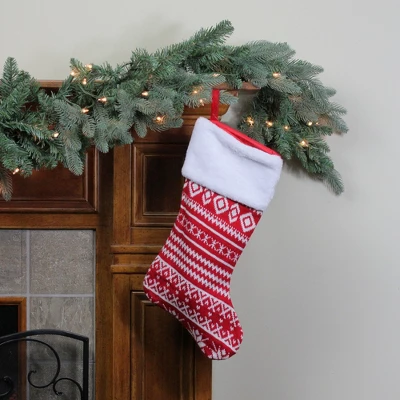 Northlight 22" Red And White Rustic Lodge Knit Christmas Stocking With Cuff 3 Northlight 22" Red And White Rustic Lodge Knit Christmas Stocking With Cuff