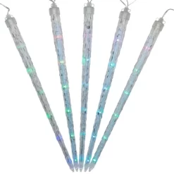 Northlight LED Color Changing Cascading Icicle Christmas Light Tubes - Multicolor - 13' Clear Wire - 5ct