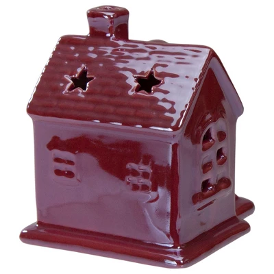 Northlight Ceramic House With Star Cutouts Christmas Decoration - 4" 5 Northlight Ceramic House With Star Cutouts Christmas Decoration - 4" - Image 3