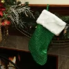 Northlight 18" Green And White Faux-Fur Cuffed Disco Sequined Christmas Stocking -Christmas Decorations Store GUEST e2862acb 26df 4936 bd44 01731adbb22d