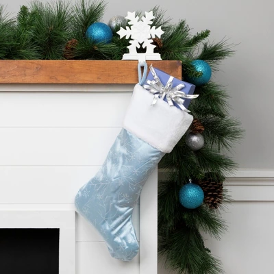 Northlight 20.5-Inch Blue And White Sheer Organza Christmas Stocking With Faux Fur Cuff 3 Northlight 20.5-Inch Blue And White Sheer Organza Christmas Stocking With Faux Fur Cuff