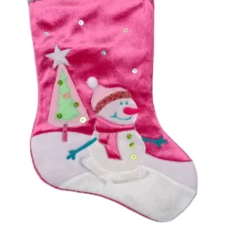 Northlight 20.5" Pink Embroidered Ice Skating Snowman And Christmas Tree Stocking -Christmas Decorations Store GUEST e7a3b33b 975e 43bd b2e3 bfc73ff5fc52
