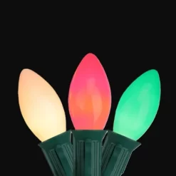 Northlight Opaque C9 Christmas String Lights - Green Red And White - 24' Green Wire - 25ct