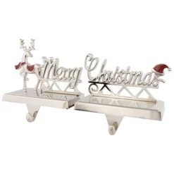 Northlight Set Of 2 Silver Reindeer Merry Christmas Metal Stocking Holders 5.5" -Christmas Decorations Store GUEST ee055d67 d6b2 4364 98ed a7832e6a3114