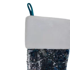 Northlight 22.75" Sky Blue And Silver Reversible Sequined Christmas Stocking With Faux Fur Cuff -Christmas Decorations Store GUEST ee087578 0ec0 4267 b685 368ebae16463