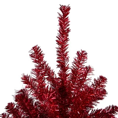 Northlight 6' Metallic Red Tinsel Artificial Christmas Tree - Unlit 4 Northlight 6' Metallic Red Tinsel Artificial Christmas Tree - Unlit - Image 2