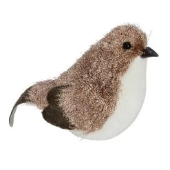 Northlight Sparkle Bird Figure Christmas Decoration - 6.25" - Brown And White