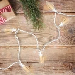 Northlight 25 Count Warm White LED C9 Christmas Lights, 16 Ft White Wire