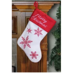 Northlight 15.25" Red And White Snowflake Embroidered Christmas Stocking -Christmas Decorations Store GUEST f542a3f0 6c22 4748 88e6 c60091b7c57b